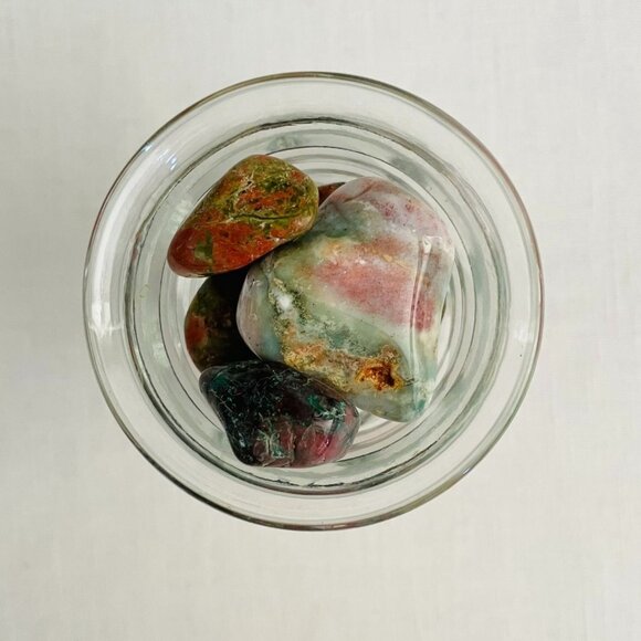 Earthy Stone Energy Set with Glass Goblet Display 3.5 inches high - Picture 10 of 11